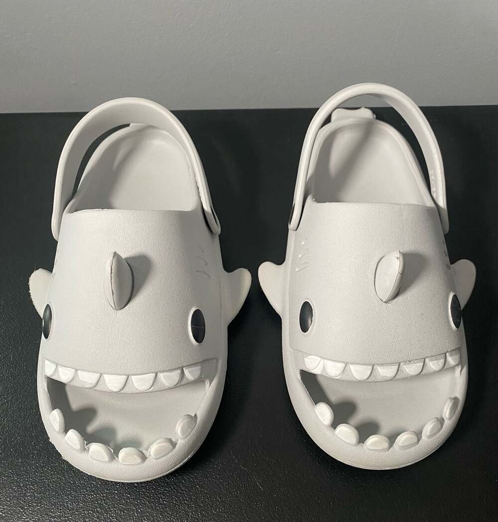 Unbranded Grey Shark Clogs Slides Sandals Size EU 34-35